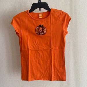 Orange Pumpkin Embroidered Women's Top
